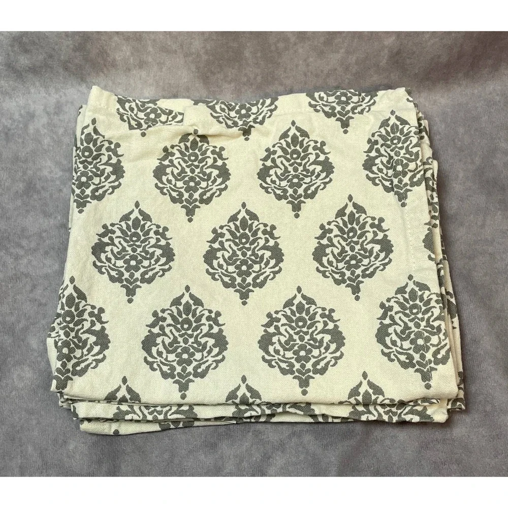 Elrene Home Fashions Cloth Napkins 4 Set 100% Cotton Abstract Floral Gray Cream